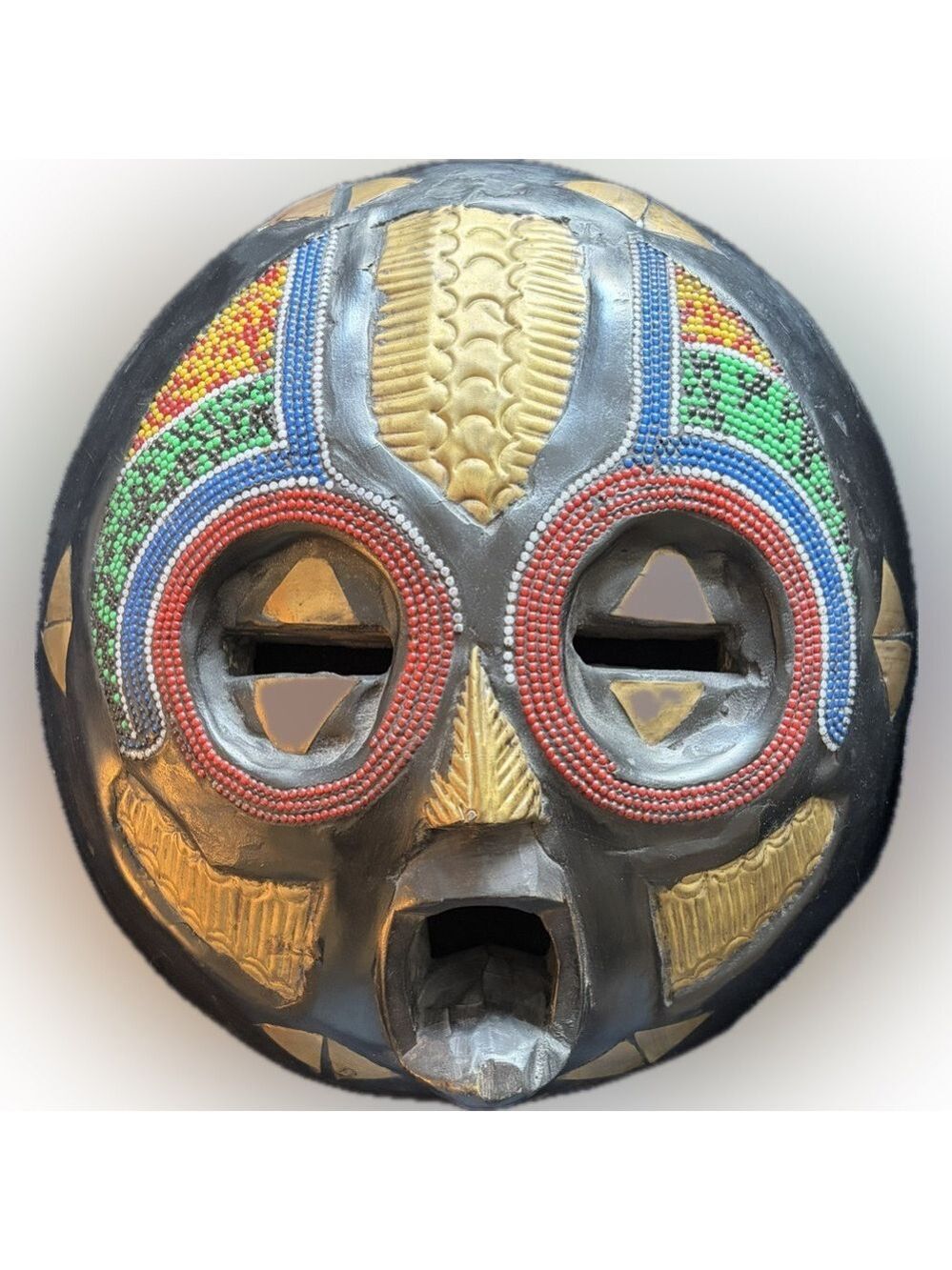 Handcrafted Baluba/Tikar-Inspired African Wood Mask | Decorative Tribal Wall Art